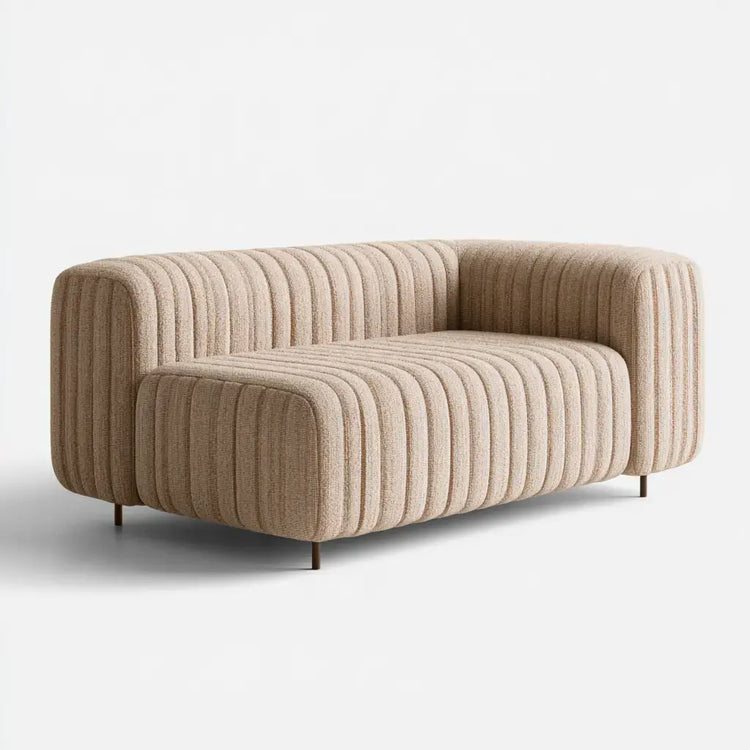 Sofá compacto con tapizado acanalado - beige