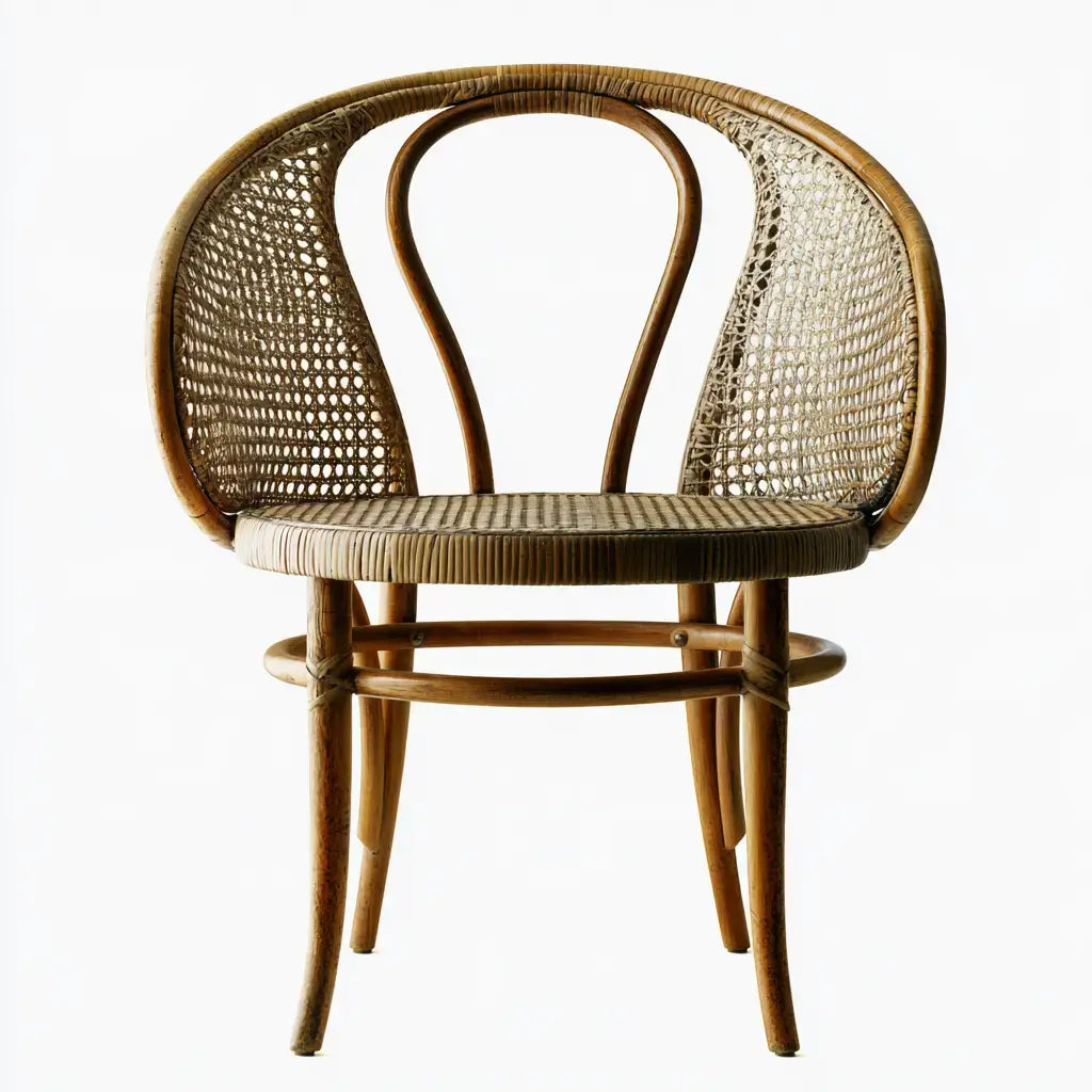 Silla con respaldo redondeado de rejilla - marrón