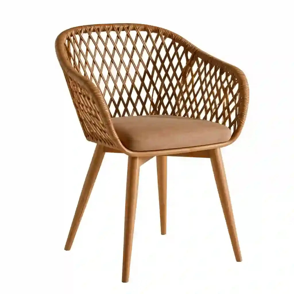 Silla con respaldo envolvente entrelazado - marrón