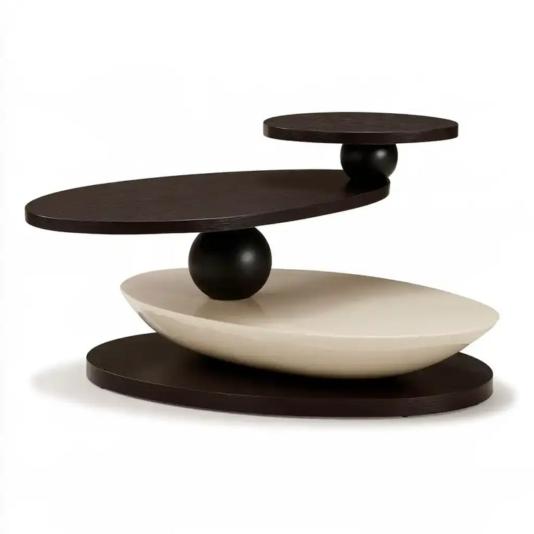 Mesa de centro con niveles orgánicos superpuestos - negro/beige