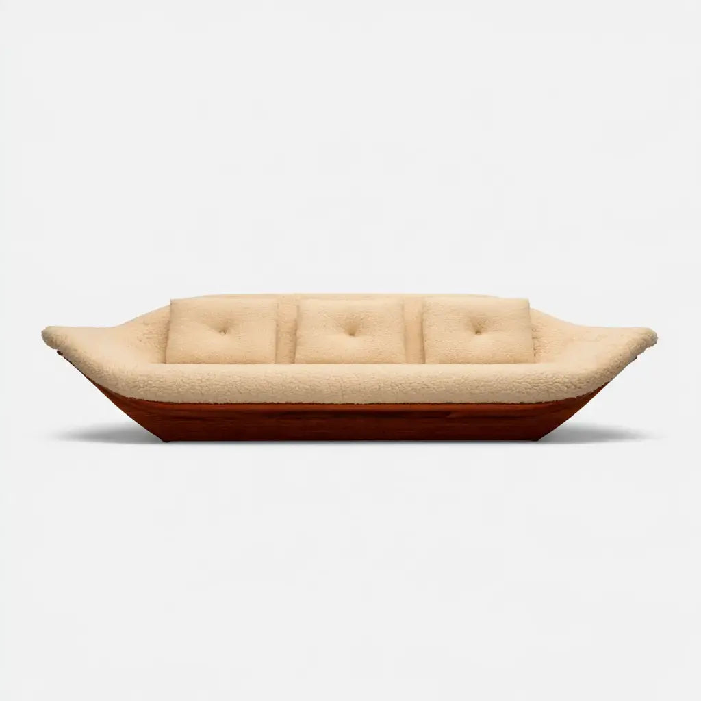 Sofá con asiento ovalado y respaldo bajo - beige